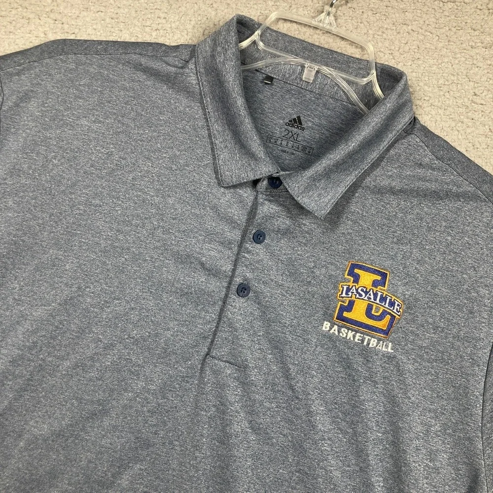 LaSalle University Basketball Polo Shirt Mens 2XL Gray Heathered Short Sleeve